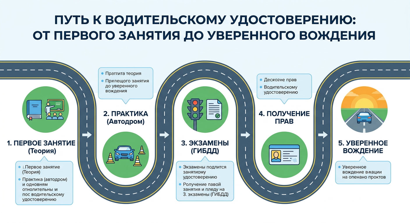Путь к водительскому удостоверению: от первого занятия до уверенного вождения
